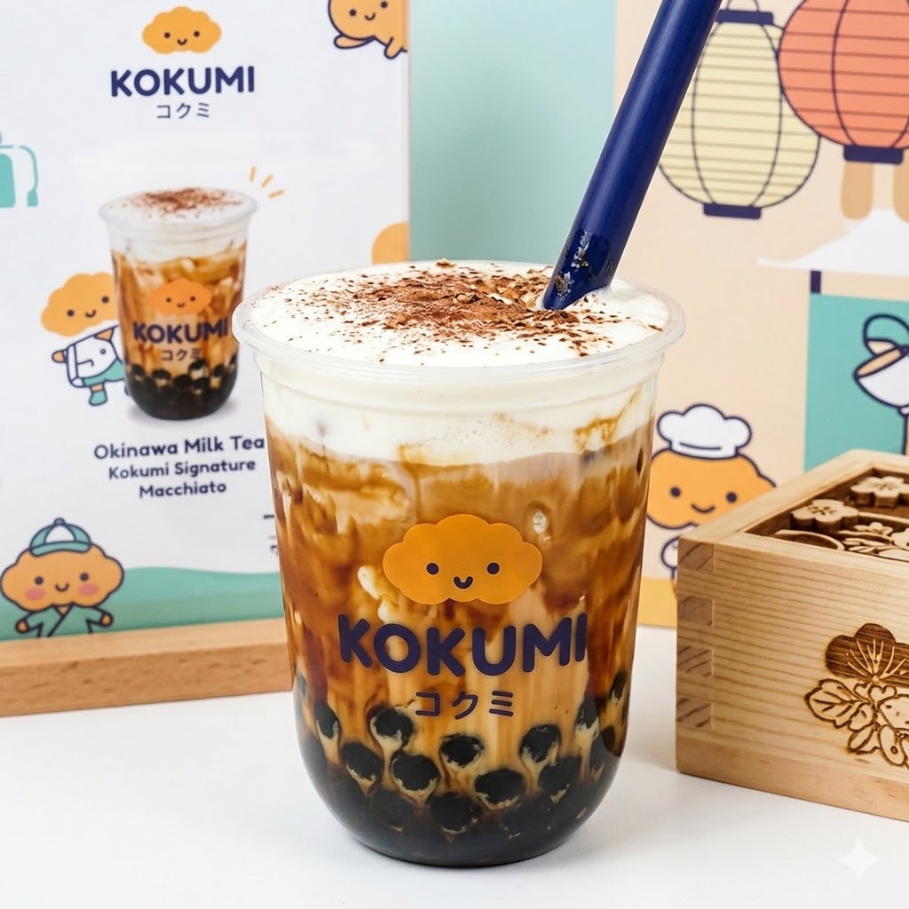 Okinawa Milk Tea With Boba – Teh hitam dengan creamer dan boba